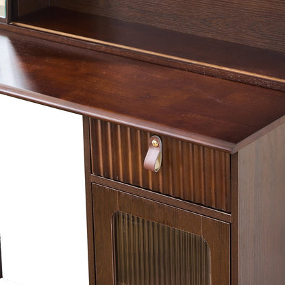 47" Brown Wood Mirrored Vanity Table
