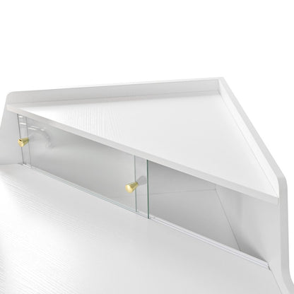 56" White Wood Mirrored Vanity Table