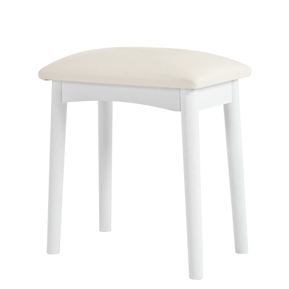 56" White Wood Mirrored Vanity Table
