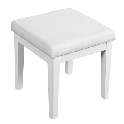 47" White Wood Mirrored Six Drawer Vanity Table
