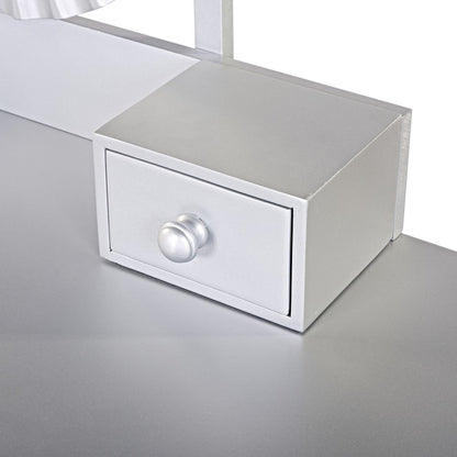 39" Silver Wood Mirrored Two Drawer Vanity Table