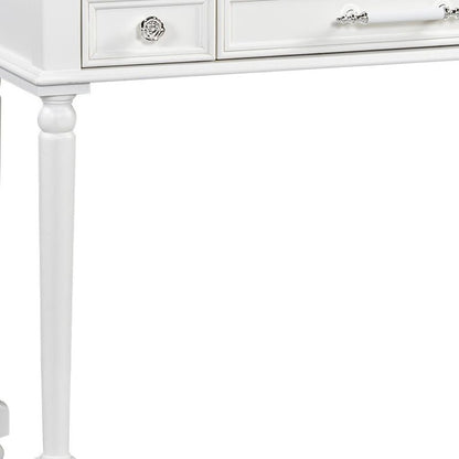 39" White Wood Mirrored Three Drawer Vanity Table