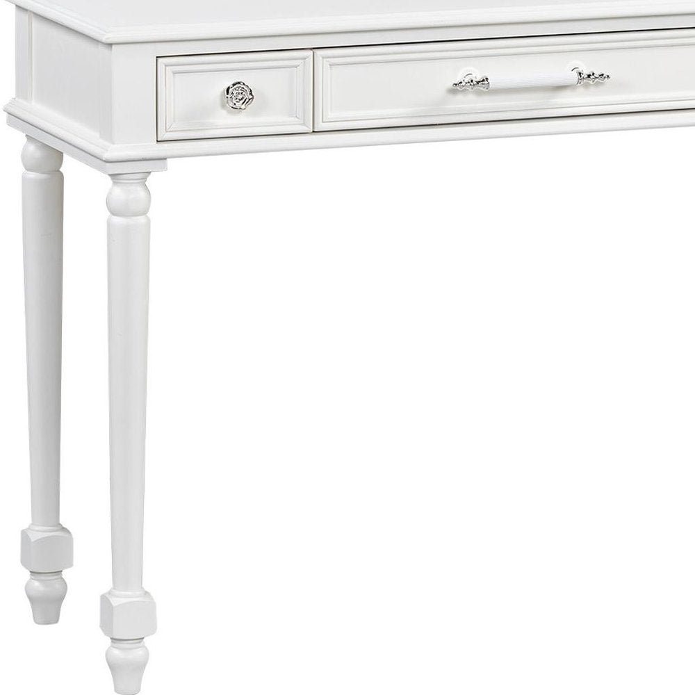 39" White Wood Mirrored Three Drawer Vanity Table