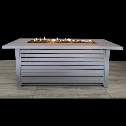50000 BTU 42" Gray Steel Propane Rectangular Fire Pit With Cover