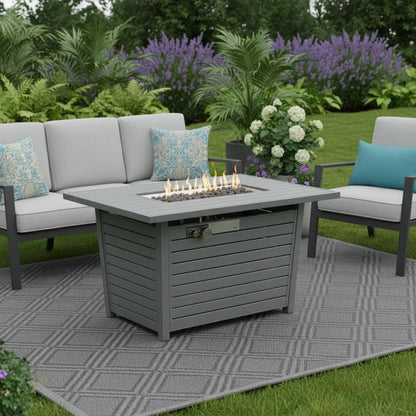 50000 BTU 42" Gray Steel Propane Rectangular Fire Pit With Cover