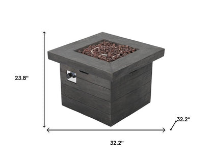 40000 BTU 32" Gray Steel Propane Rectangular Fire Pit With Cover