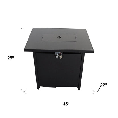 40000 BTU 43" Black Steel Propane Rectangular Fire Pit With Cover