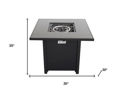 50000 BTU 30" Black Steel Propane Square Fire Pit With Cover