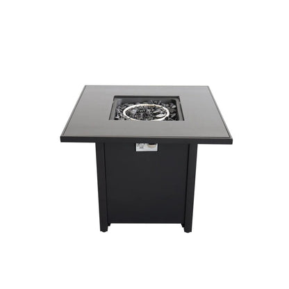 50000 BTU 30" Black Steel Propane Square Fire Pit With Cover