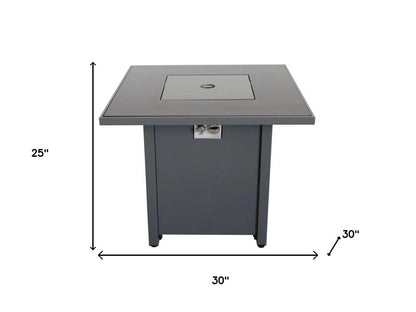 50000 BTU 30" Black Steel Propane Square Fire Pit With Cover