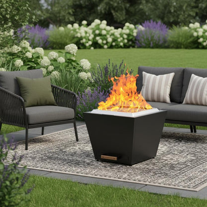 50000 BTU 25" Black Stainless steel Wood Burning Square Fire Pit With Cover