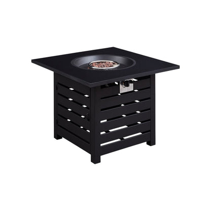 50000 BTU 32" Black Metal Propane Square Fire Pit With Cover