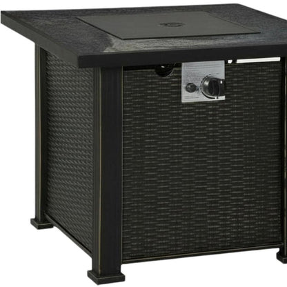 50000 BTU 30" Black Steel Propane Square Fire Pit With Cover