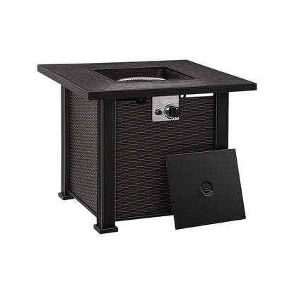 50000 BTU 30" Black Steel Propane Square Fire Pit With Cover