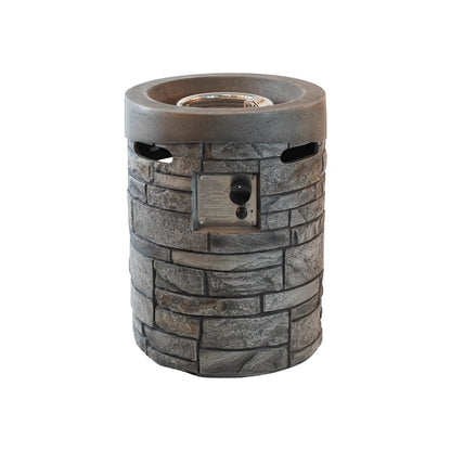 32000 BTU 26" Gray Magnesium Oxide Propane Round Fire Pit With Cover