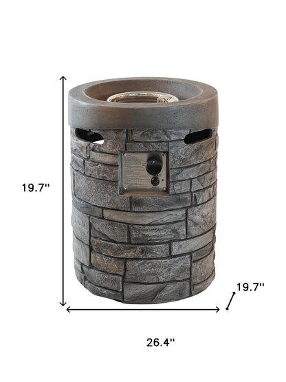 32000 BTU 26" Gray Magnesium Oxide Propane Round Fire Pit With Cover