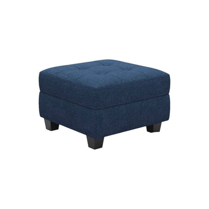 26" Gray and Black Solid Wood and Linen Tufted Storage Ottoman