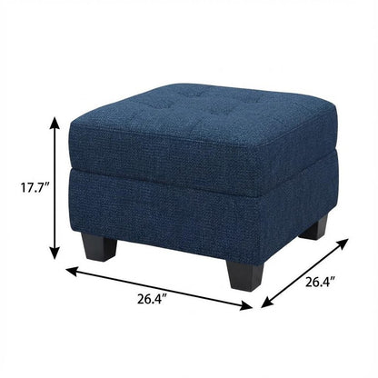 26" Gray and Black Solid Wood and Linen Tufted Storage Ottoman