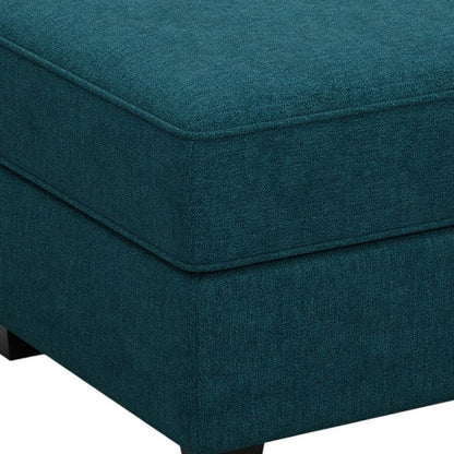 26" Teal Blue and Black Solid Wood and Microfiber Storage Ottoman