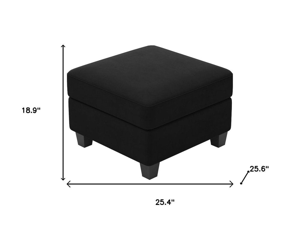 25" Black Velvet Storage Ottoman