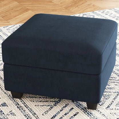 25" Black Velvet Storage Ottoman