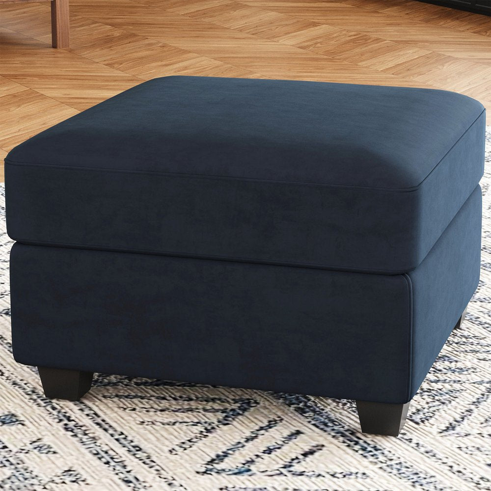 25" Black Velvet Storage Ottoman