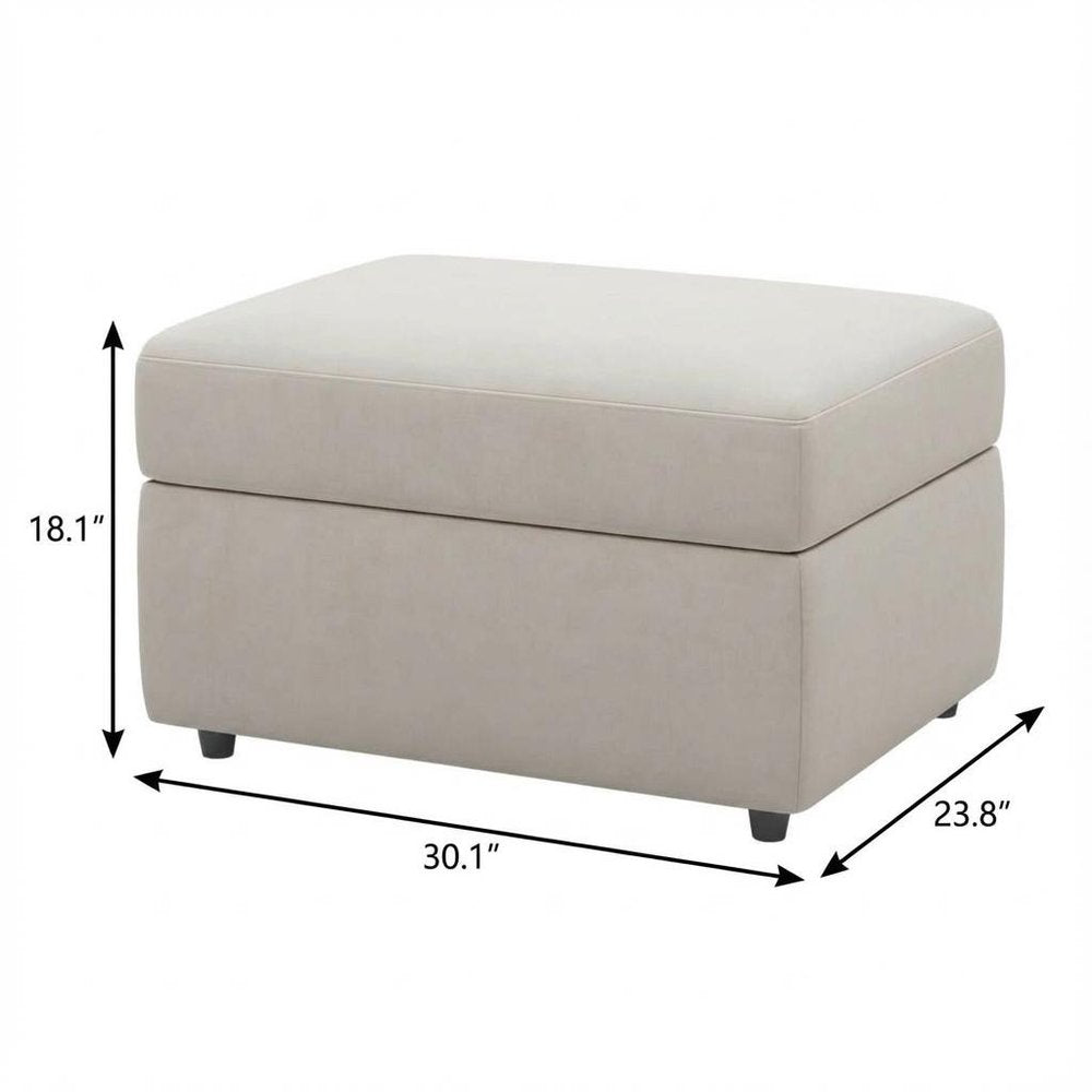 30" Black Velvet Storage Ottoman