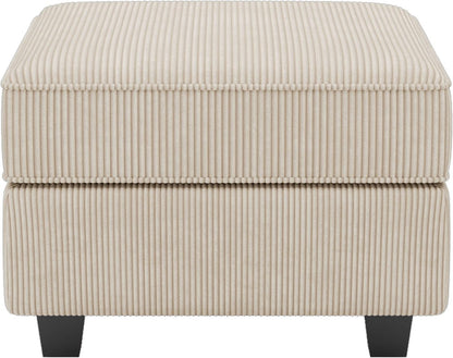 26" Teal Blue and Black Solid Wood and Microfiber Storage Ottoman