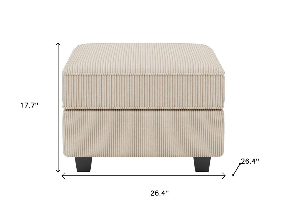 26" Teal Blue and Black Solid Wood and Microfiber Storage Ottoman