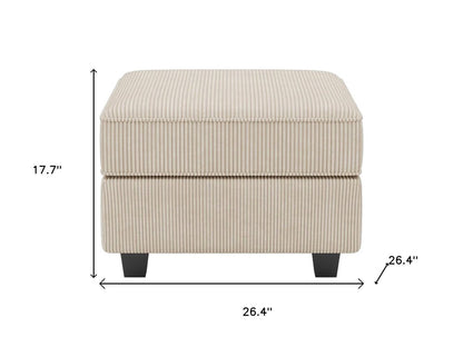 26" Teal Blue and Black Solid Wood and Microfiber Storage Ottoman
