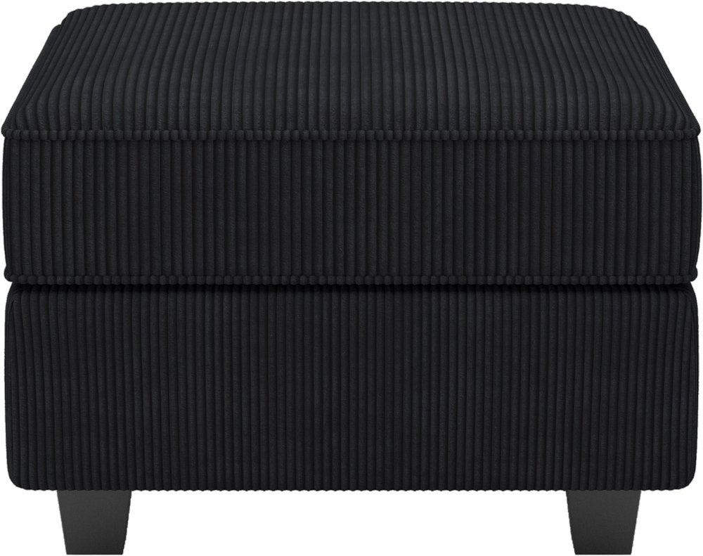 26" Teal Blue and Black Solid Wood and Microfiber Storage Ottoman