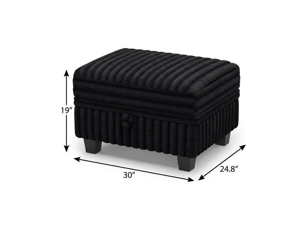 30" Black Faux Fur Storage Ottoman