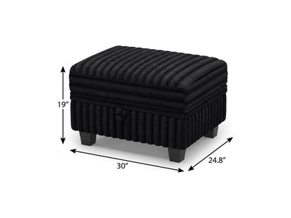 30" Black Faux Fur Storage Ottoman