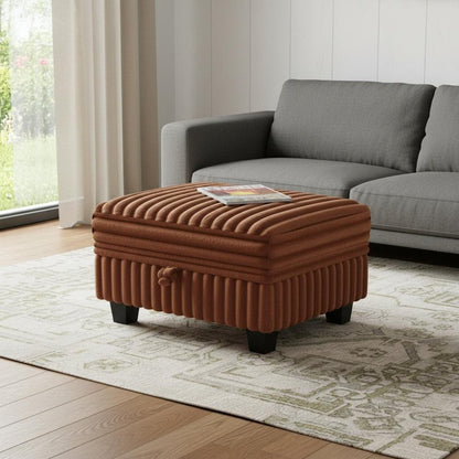 30" Black Faux Fur Storage Ottoman
