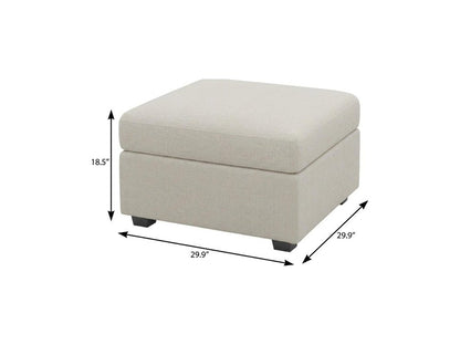 30" Beige and Black Chenille Storage Ottoman