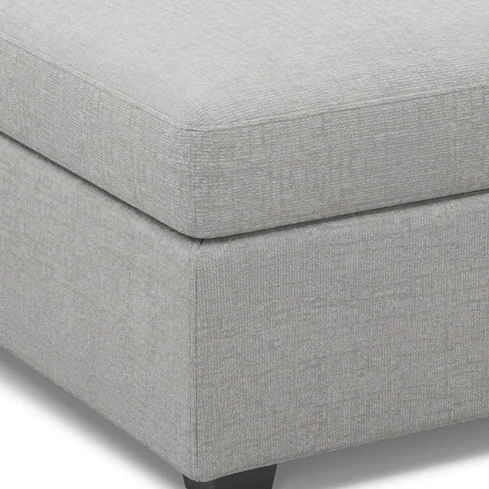 30" Beige and Black Chenille Storage Ottoman