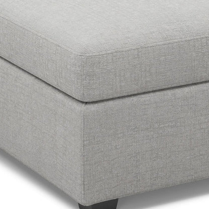 30" Beige and Black Chenille Storage Ottoman