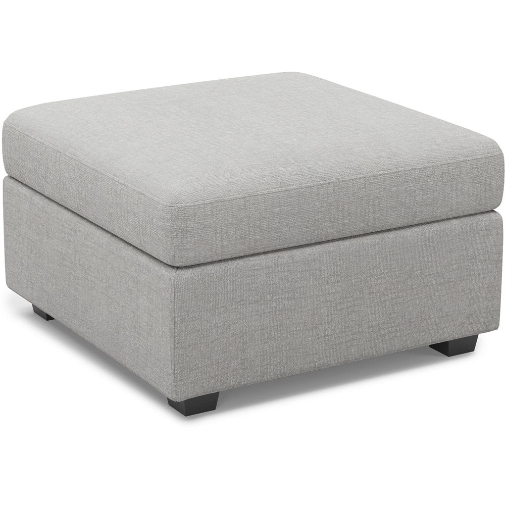 30" Beige and Black Chenille Storage Ottoman