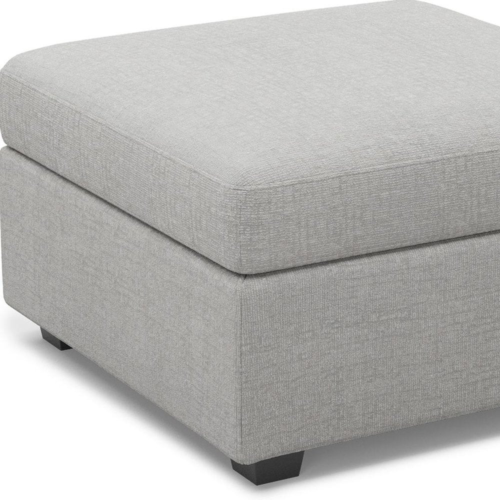 30" Beige and Black Chenille Storage Ottoman