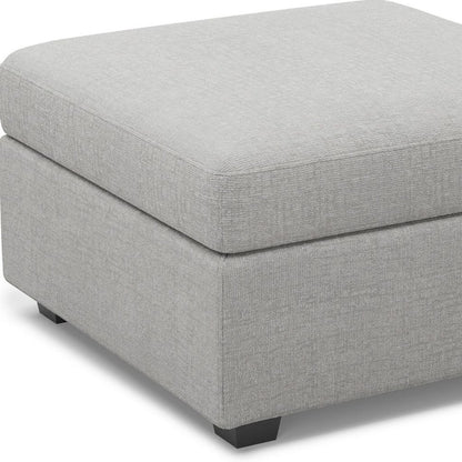 30" Beige and Black Chenille Storage Ottoman