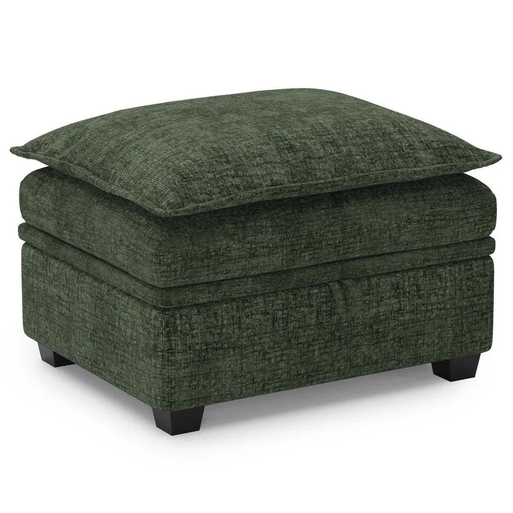 30" Gray and Black Chenille Storage Ottoman