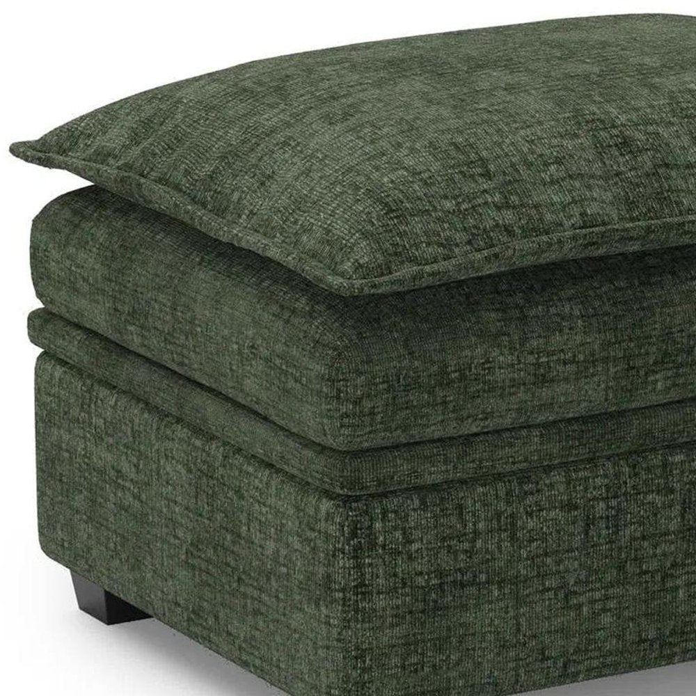 30" Gray and Black Chenille Storage Ottoman