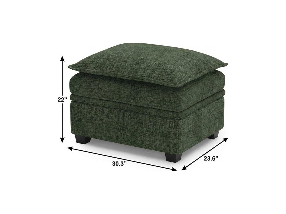 30" Gray and Black Chenille Storage Ottoman