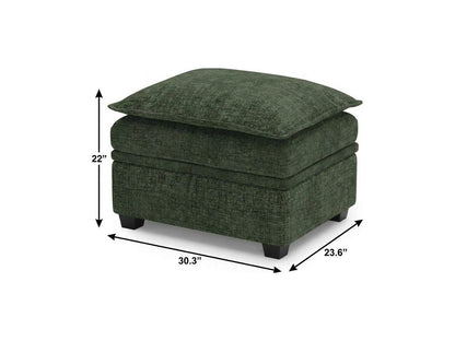 30" Gray and Black Chenille Storage Ottoman