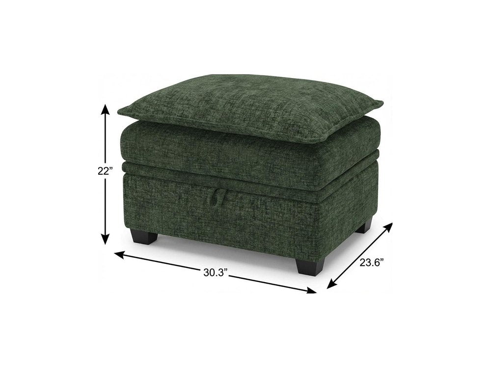 30" Gray and Black Chenille Storage Ottoman