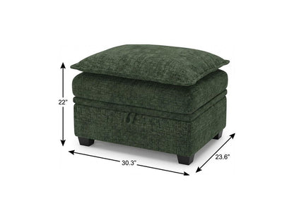 30" Gray and Black Chenille Storage Ottoman