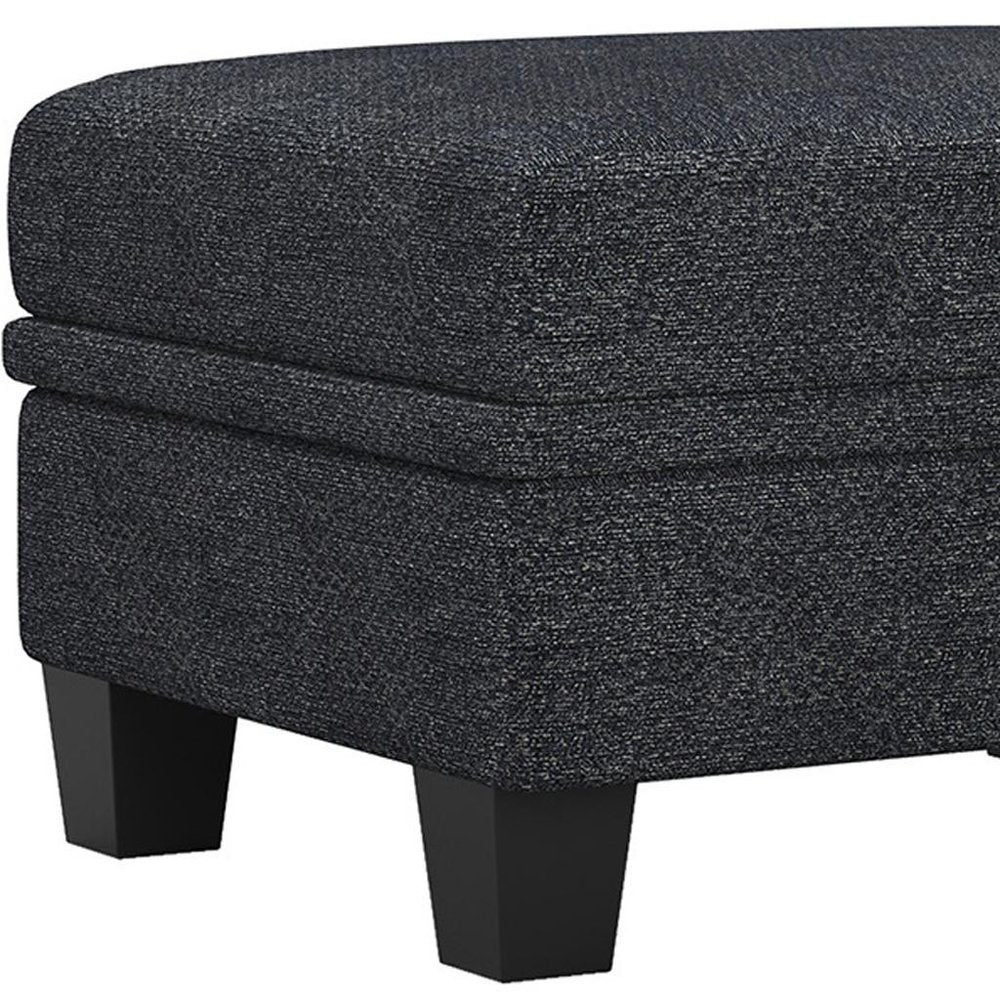 29" Beige and Black Chenille Storage Ottoman