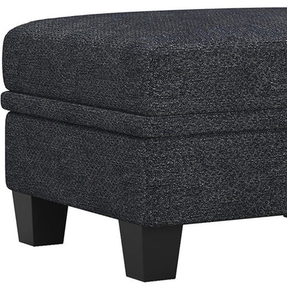 29" Beige and Black Chenille Storage Ottoman