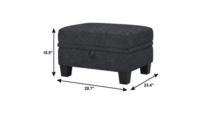 29" Beige and Black Chenille Storage Ottoman