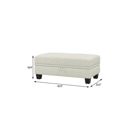 46" Beige and Black Chenille Storage Ottoman